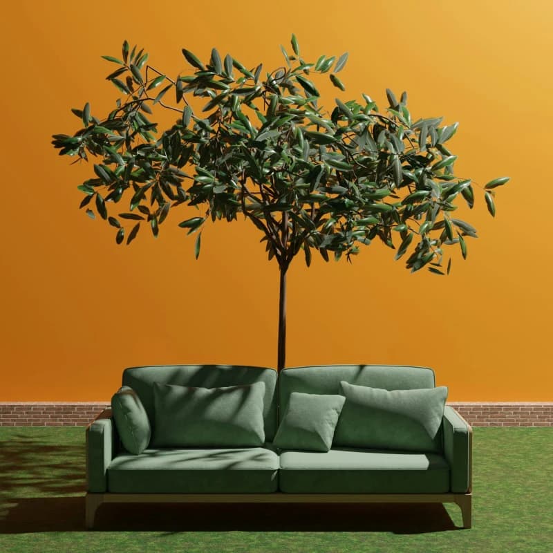 CGI render of environment friendly sofa.
