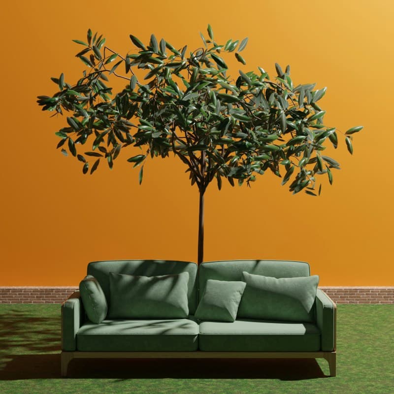 CGI render of environment friendly sofa.