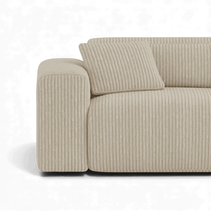 Lifestyle image of the Candy Right Corner Chaise, 261 cm