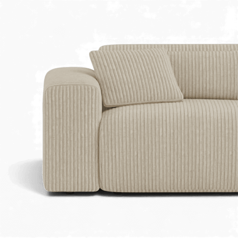Lifestyle image of the Candy Right Corner Chaise, 301 cm