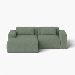 Thumbnail front-on studio photo of the product Candy Left Corner Chaise, 216 cm, Tuscany Sea Green, Corduroy