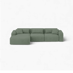 Thumbnail front-on studio photo of the product Candy Left Corner Chaise, 301 cm, Tuscany Sea Green, Corduroy