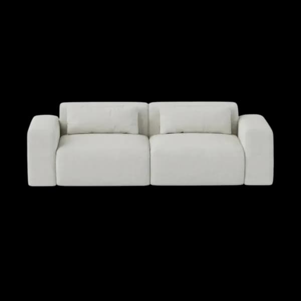 Front-on studio product photo of the Candy 2 Seater Sofa, 180 cm, Monaco Feather Beige, Smooth Weave