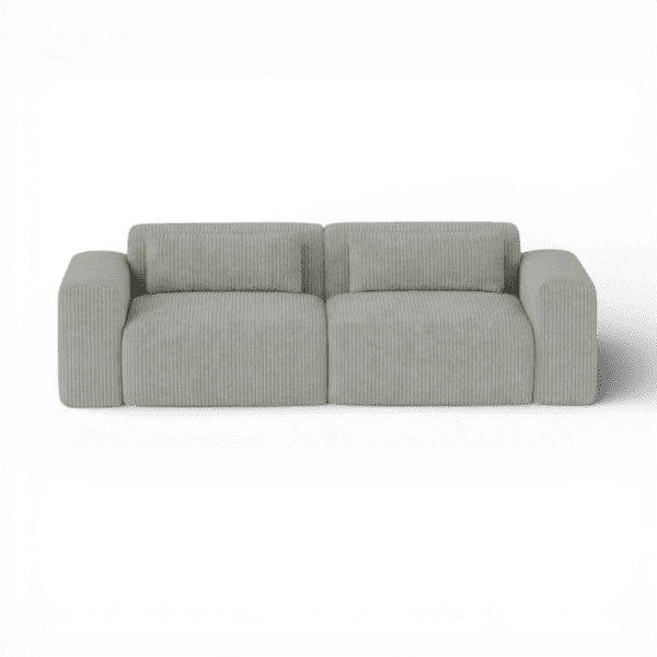 Front-on studio product photo of the Candy 2 Seater Sofa, 180 cm, Tuscany Silver Grey, Corduroy