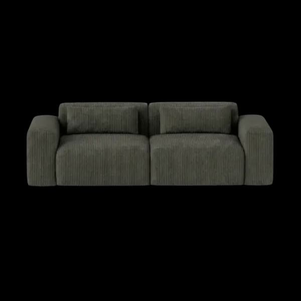 Front-on studio product photo of the Candy 2 Seater Sofa, 192 cm, Tuscany Slate Grey, Corduroy