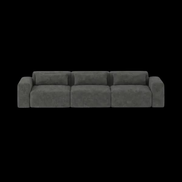 Front-on studio product photo of the Candy 3 Seater Sofa, 230 cm, Tuscany Slate Grey, Corduroy