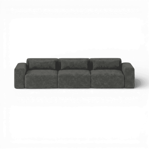 Front-on studio product photo of the Candy 3 Seater Sofa, 230 cm, Tuscany Slate Grey, Corduroy