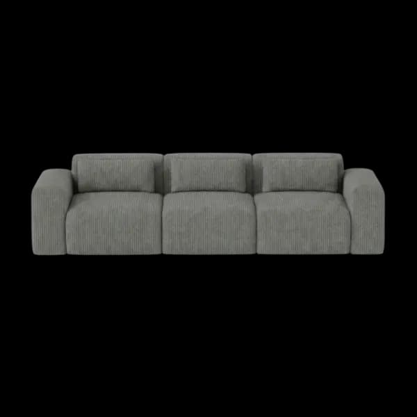 Front-on studio product photo of the Candy 3 Seater Sofa, 230 cm, Tuscany Stone Grey, Corduroy