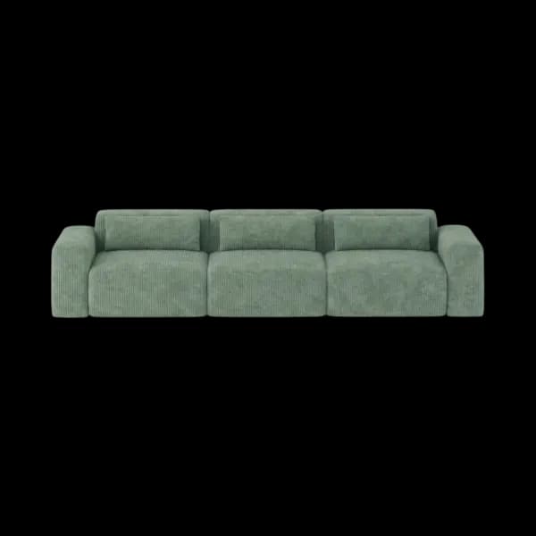 Front-on studio product photo of the Candy 3 Seater Sofa, 230 cm, Tuscany Sea Green, Corduroy