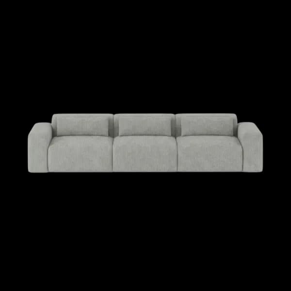 Front-on studio product photo of the Candy 3 Seater Sofa, 230 cm, Tuscany Silver Grey, Corduroy