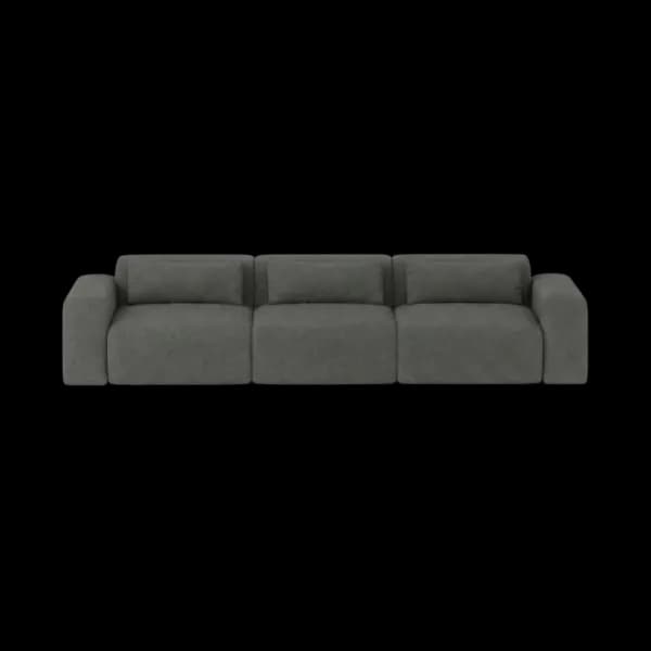 Front-on studio product photo of the Candy 3 Seater Sofa, 230 cm, Monaco Slate Grey, Smooth Weave