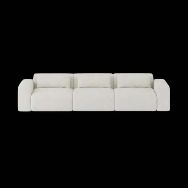 Front-on studio product photo of the Candy 3 Seater Sofa, 230 cm, Monaco Feather Beige, Smooth Weave