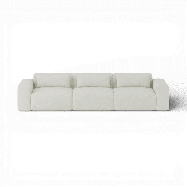 Front-on studio product photo of the Candy 3 Seater Sofa, 220 cm, Monaco Feather Beige, Smooth Weave