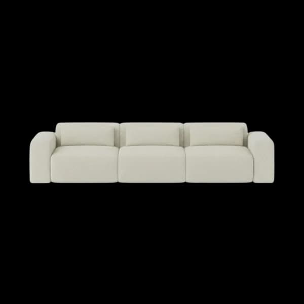 Front-on studio product photo of the Candy 3 Seater Sofa, 230 cm, Monaco Linen Beige, Smooth Weave