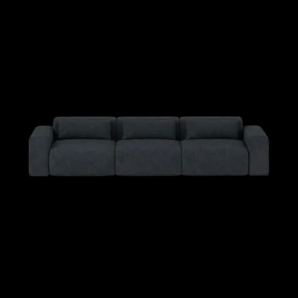 Front-on studio product photo of the Candy 3 Seater Sofa, 230 cm, Monaco Obsidian Grey, Smooth Weave