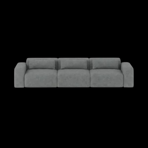 Front-on studio product photo of the Candy 3 Seater Sofa, 230 cm, Monaco Silver Grey, Smooth Weave