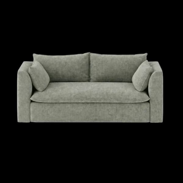 Front-on studio product photo of the Daisy 2 Seater Sofa, 172 cm, Tuscany Silver Grey, Corduroy
