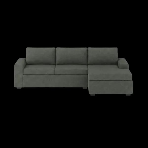 Front-on studio product photo of the Snooze Universal Corner Chaise, 220 cm, Monaco Slate Grey, Smooth Weave