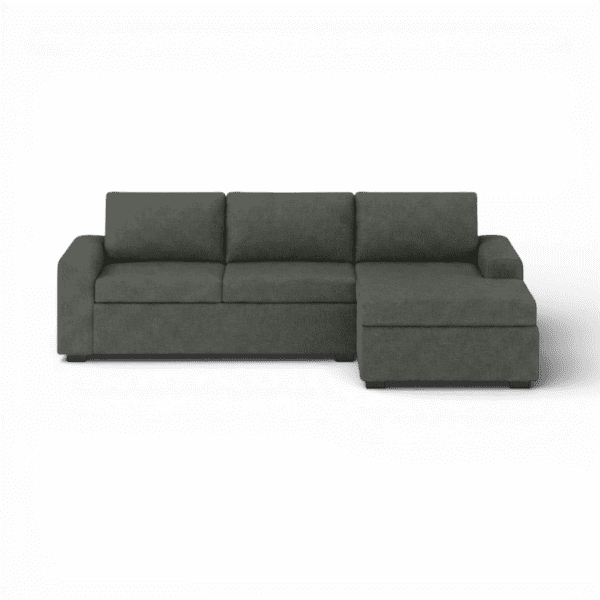 Front-on studio product photo of the Snooze Universal Corner Chaise, 220 cm, Monaco Slate Grey, Smooth Weave