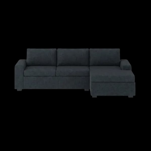 Front-on studio product photo of the Snooze Universal Corner Chaise, 220 cm, Monaco Obsidian Grey, Smooth Weave
