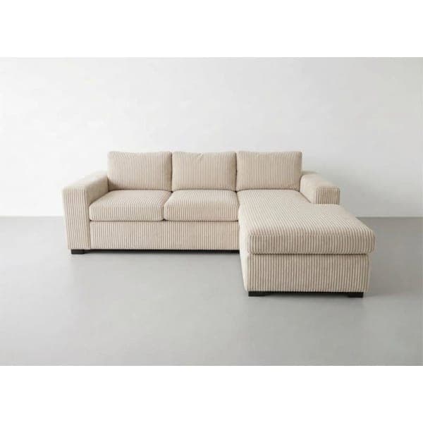Front-on studio product photo of the Snooze Universal Corner Chaise, 220 cm, Tuscany Linen Beige, Corduroy