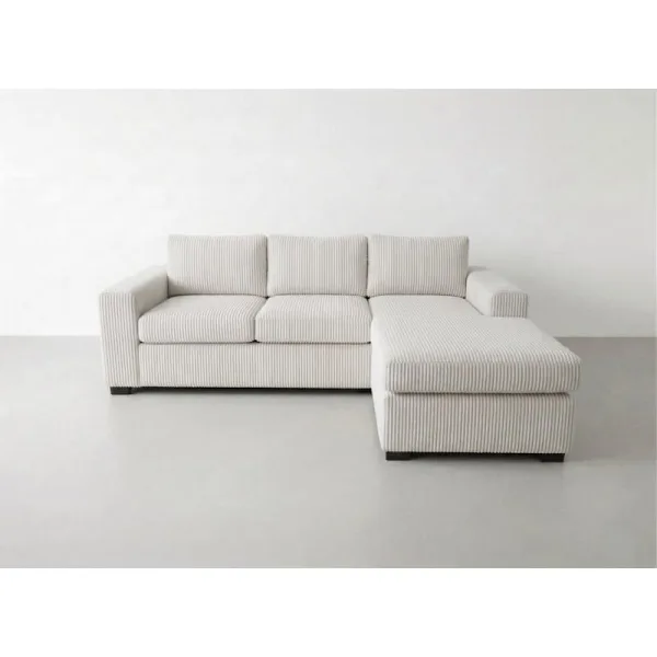 Front-on studio product photo of the Snooze Universal Corner Chaise, 220 cm, Tuscany Ivory Beige, Corduroy