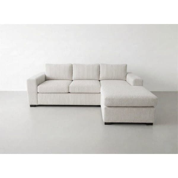 Front-on studio product photo of the Snooze Universal Corner Chaise, 220 cm, Tuscany Ivory Beige, Corduroy