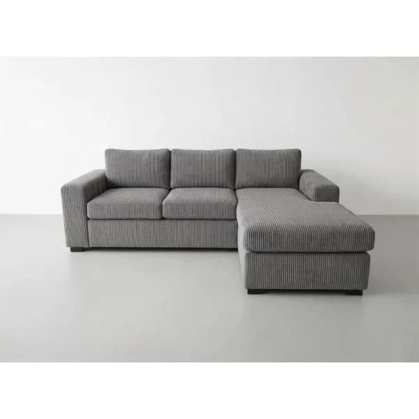 Front-on studio product photo of the Snooze Universal Corner Chaise, 220 cm, Tuscany Slate Grey, Corduroy