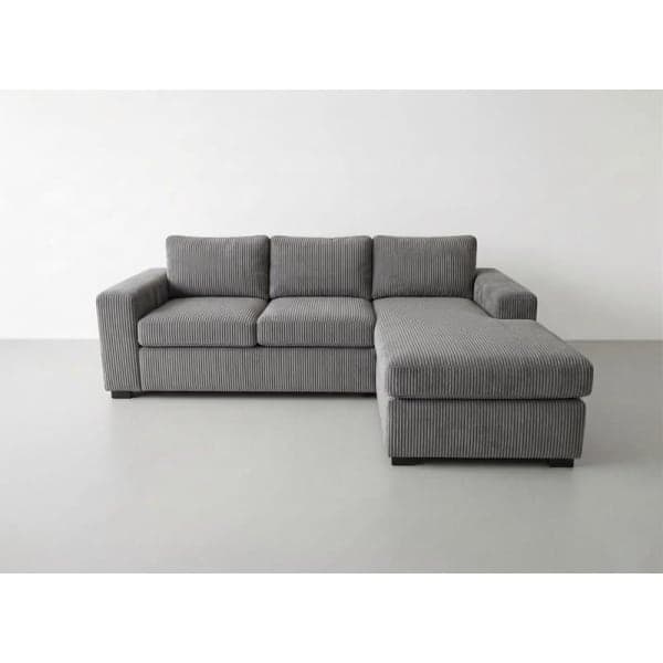 Front-on studio product photo of the Snooze Universal Corner Chaise, 220 cm, Tuscany Slate Grey, Corduroy