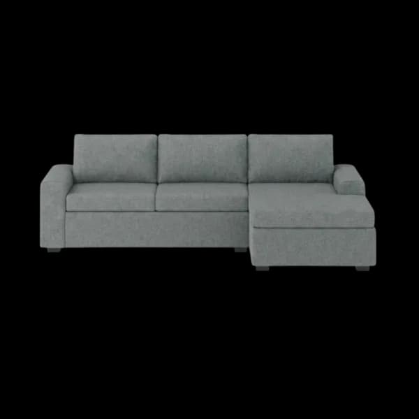 Front-on studio product photo of the Snooze Universal Corner Chaise, 220 cm, Monaco Silver Grey, Smooth Weave