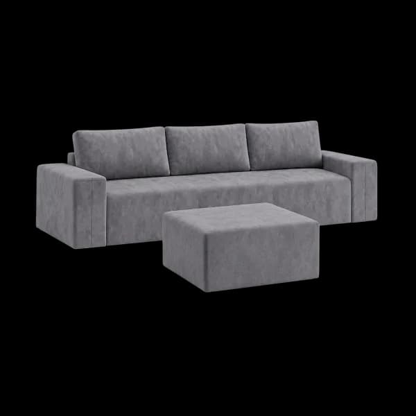 Front-on studio product photo of the Toffee 4 Seater Sofa, 285 cm, Monaco Slate Grey, Smooth Weave