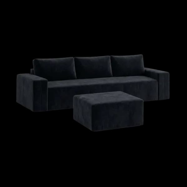 Front-on studio product photo of the Toffee 4 Seater Sofa, 285 cm, Monaco Obsidian Grey, Smooth Weave