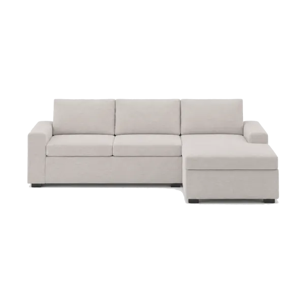 Front-on studio product photo of the Snooze Universal Corner Chaise, 220 cm, Monaco Linen Beige, Smooth Weave
